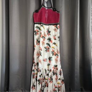 Pepe Jeans Crochet Halter Maxi Bohemian Dress